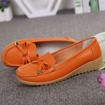 2022 Új női lapos, nagy méretű női valódi bőr cipő alacsony sarkú cipők női alkalmi balettcipők női naplopók