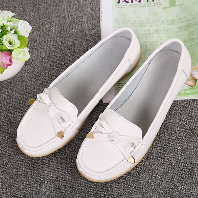 2022 Új női lapos, nagy méretű női valódi bőr cipő alacsony sarkú cipők női alkalmi balettcipők női naplopók