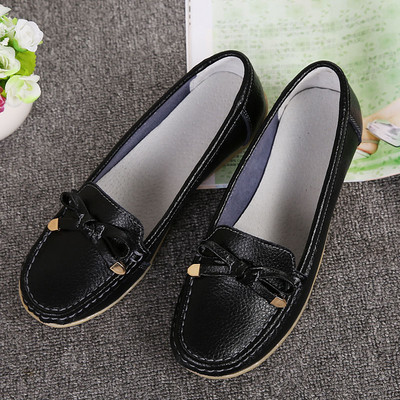 2022 Új női lapos, nagy méretű női valódi bőr cipő alacsony sarkú cipők női alkalmi balettcipők női naplopók