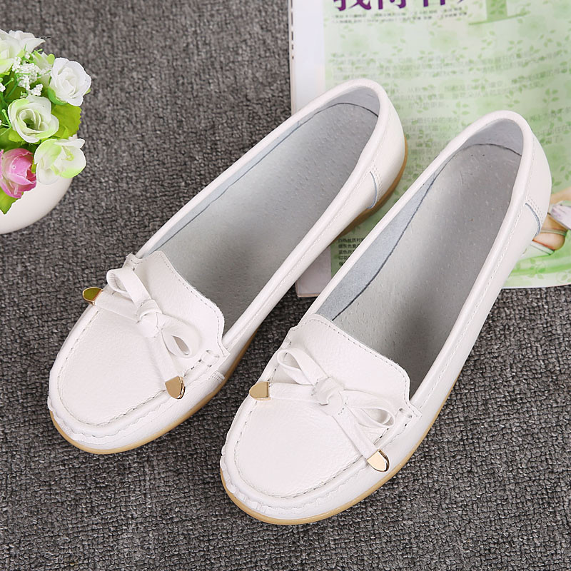 2022 Új női lapos, nagy méretű női valódi bőr cipő alacsony sarkú cipők női alkalmi balettcipők női naplopók