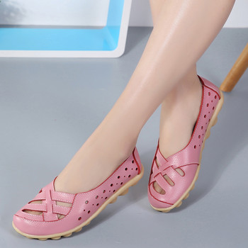 Γυναικεία παπούτσια από γνήσιο δέρμα Γυναικεία φλατ Ανοιξιάτικα Soft Slip-on Loafers 2019 New Arrival Cut-outs Flat Peas Αντιολισθητικά Γυναικεία παπούτσια