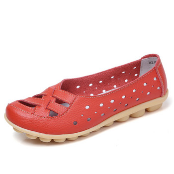 Γυναικεία παπούτσια από γνήσιο δέρμα Γυναικεία φλατ Ανοιξιάτικα Soft Slip-on Loafers 2019 New Arrival Cut-outs Flat Peas Αντιολισθητικά Γυναικεία παπούτσια