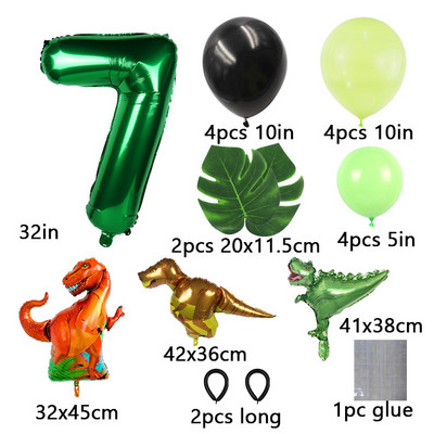 21tk džungli dinosauruste peoõhupallide komplekt Mini dinosauruste õhupall, roheline number õhupallid lastele 1 2 3 4 5 aasta sünnipäevapeo kaunistus