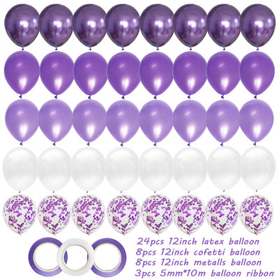 40db 12 hüvelykes lila latex levegős hélium léggömbök kislány születésnapi parti díszek gyerekeknek sellő felnőtteknek esküvő