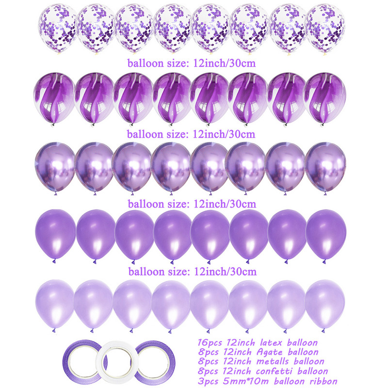 40db 12 hüvelykes lila latex levegős hélium léggömbök kislány születésnapi parti díszek gyerekeknek sellő felnőtteknek esküvő
