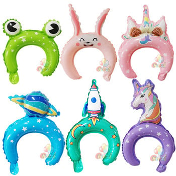 20 τμχ Χαριτωμένο Ζώο Tiara Headband Balloon Frog Panda Fox Tiger Cat Baby Shower Παιδικό παιχνίδι Χρόνια πολλά Διακόσμηση γάμου