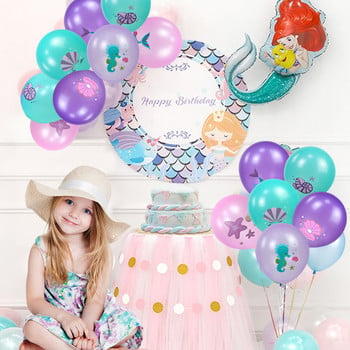 Mermaid Latex Balloons Confetti Air Helium Globos Επιτραπέζια σκεύη μιας χρήσης για 1ο παιδικό κορίτσι με θέμα Γοργόνα Διακόσμηση πάρτι γενεθλίων