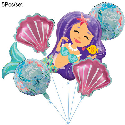 Sirena Latex Baloni Konfeti Air Helium Globos Jednokratno posuđe za prvu djecu Djevojčica Dekoracija za rođendansku zabavu na temu sirene