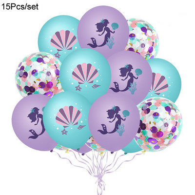 Sirena Latex Baloni Konfeti Air Helium Globos Jednokratno posuđe za prvu djecu Djevojčica Dekoracija za rođendansku zabavu na temu sirene