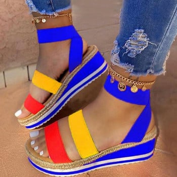 Σανδάλια MCCKLE Γυναικεία Wedges Πλατφόρμα Candy Color Γυναικεία παπούτσια κάνναβης Γυναικεία καλοκαιρινά casual slip on strap Cross Cool Girls New