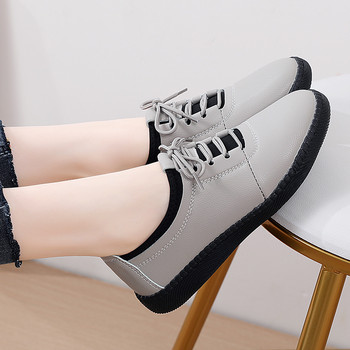 2023 Нови летни дамски обувки с равни обувки Изрезки Мокасини от естествена кожа Обувки Дамски дишащи балетни обувки Оксфорд Дамски ежедневни обувки
