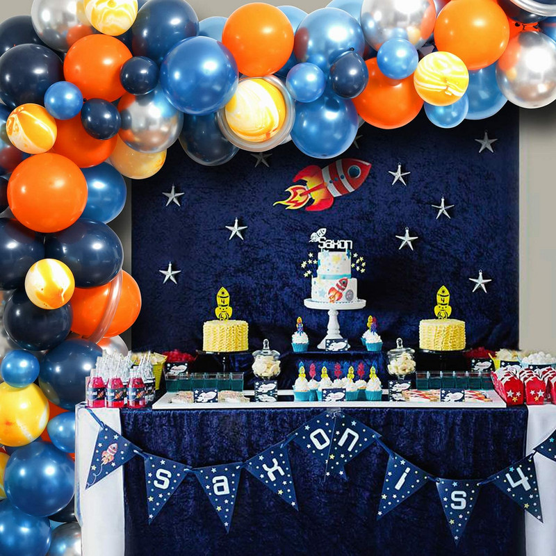 Űrűrhajós rakéta galaxis témájú léggömbök Baby Boy születésnapi parti díszei 1 2 3 4 5 6 7 8 9 évesek