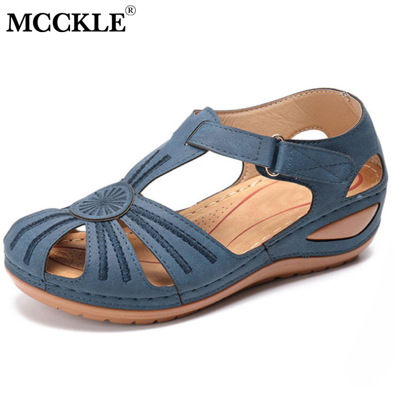 MCCKLE Sandale pentru femei 2020, pantofi noi de vară pentru femei, cu fundul moale, pantofi pentru femei, sandale cu platformă, tocuri, sandale gladiator pentru femeie