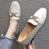 2022 Casual Flats μονό παπούτσια Γυναικεία Loafers PU Δερμάτινη μεταλλική διακόσμηση Μόδα Γυναικεία Loafers Άνετα γυναικεία παπούτσια sy669