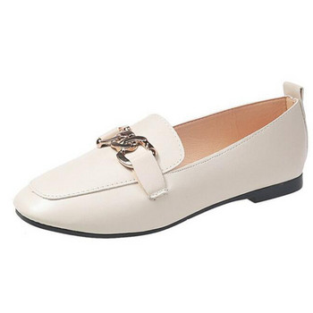 2022 Casual Flats μονό παπούτσια Γυναικεία Loafers PU Δερμάτινη μεταλλική διακόσμηση Μόδα Γυναικεία Loafers Άνετα γυναικεία παπούτσια sy669
