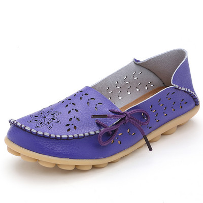 Sieviešu apavi Īsta govs āda Mīksta, ērta, plakana sieviešu apavi āra Candy Colors Balets Sieviešu apavi Šņorējama Zapatos Mujer