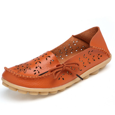 Sieviešu apavi Īsta govs āda Mīksta, ērta, plakana sieviešu apavi āra Candy Colors Balets Sieviešu apavi Šņorējama Zapatos Mujer