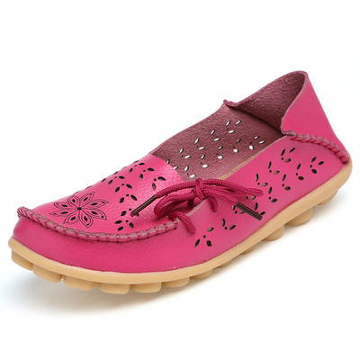 Sieviešu apavi Īsta govs āda Mīksta, ērta, plakana sieviešu apavi āra Candy Colors Balets Sieviešu apavi Šņorējama Zapatos Mujer