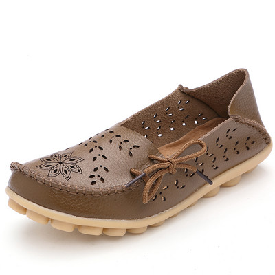 Sieviešu apavi Īsta govs āda Mīksta, ērta, plakana sieviešu apavi āra Candy Colors Balets Sieviešu apavi Šņorējama Zapatos Mujer