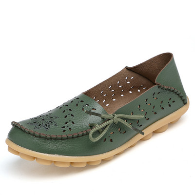 Sieviešu apavi Īsta govs āda Mīksta, ērta, plakana sieviešu apavi āra Candy Colors Balets Sieviešu apavi Šņorējama Zapatos Mujer