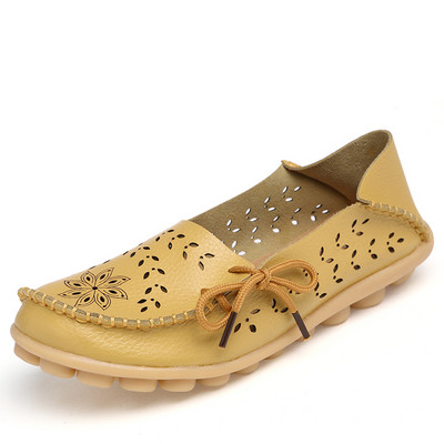 Sieviešu apavi Īsta govs āda Mīksta, ērta, plakana sieviešu apavi āra Candy Colors Balets Sieviešu apavi Šņorējama Zapatos Mujer