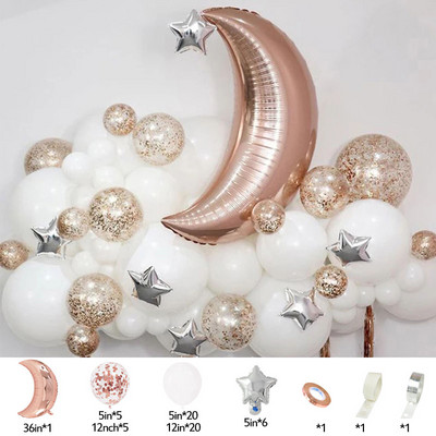 Set de baloane Moon Star pentru 60 de bucăți pentru festivalul musulman EID Mubarak, decorațiuni pentru acasă, pentru petrecerea de aniversare pentru copii, Ramadan Kareem, Globos