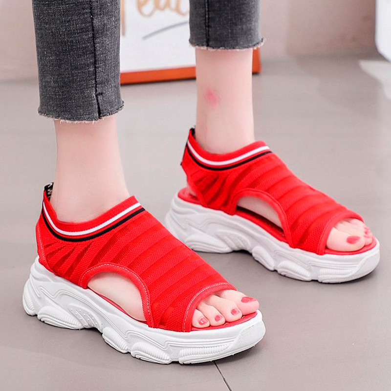 MCCKLE Sandales Sievietēm Ikdienas Kurpes Vasaras Peep Toe Platform Sieviešu Rhinestone Slip On Sieviešu audums Liela izmēra Komforts 2020 Mode