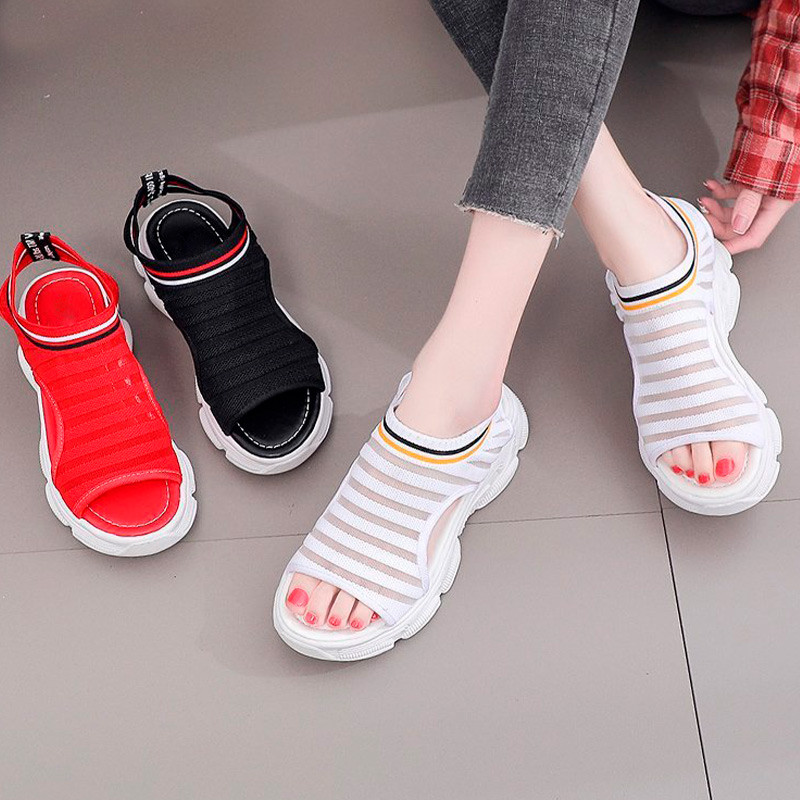 MCCKLE Sandales Sievietēm Ikdienas Kurpes Vasaras Peep Toe Platform Sieviešu Rhinestone Slip On Sieviešu audums Liela izmēra Komforts 2020 Mode