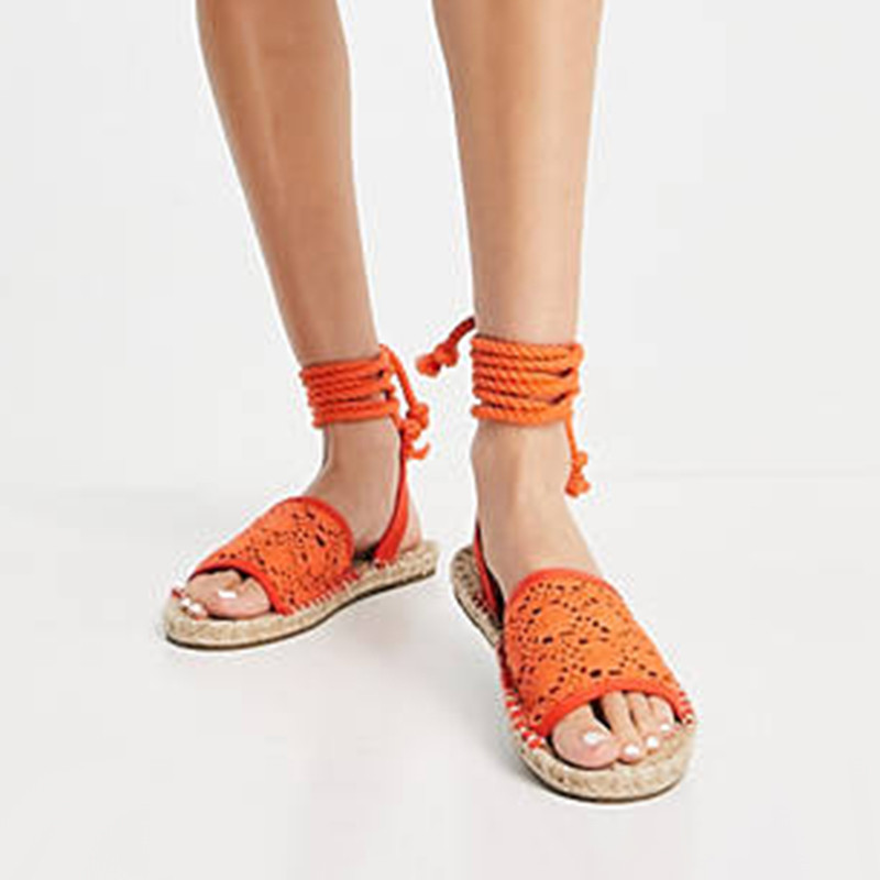 MCCKLE Sandale de vară pentru femei 2022, cu vârf deschis, cu cureaua la gleznă, pantofi plat pentru dama, plasă, confort cauzal, sandale pentru femei, sandale cu șireturi pentru femei