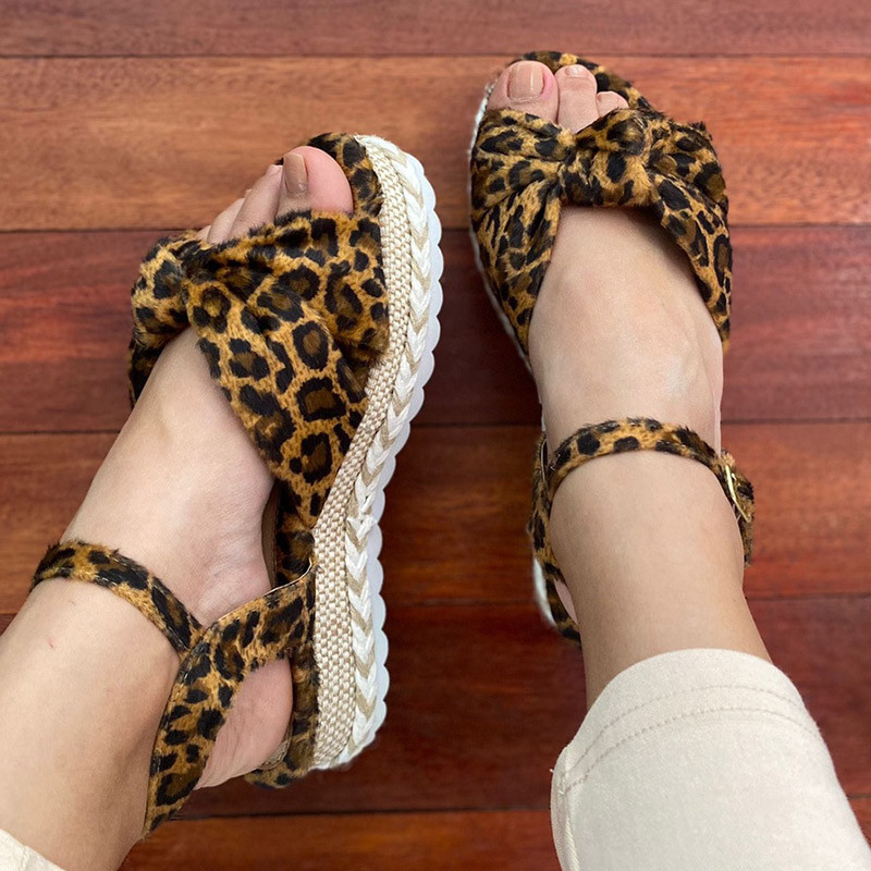 MCCKLE sieviešu vasaras sandales ar tauriņu mezglu platformu, plakanas sieviešu apavi 2022. g. Jaunas kausālas, mīkstas sprādzes siksnas sieviešu sandales