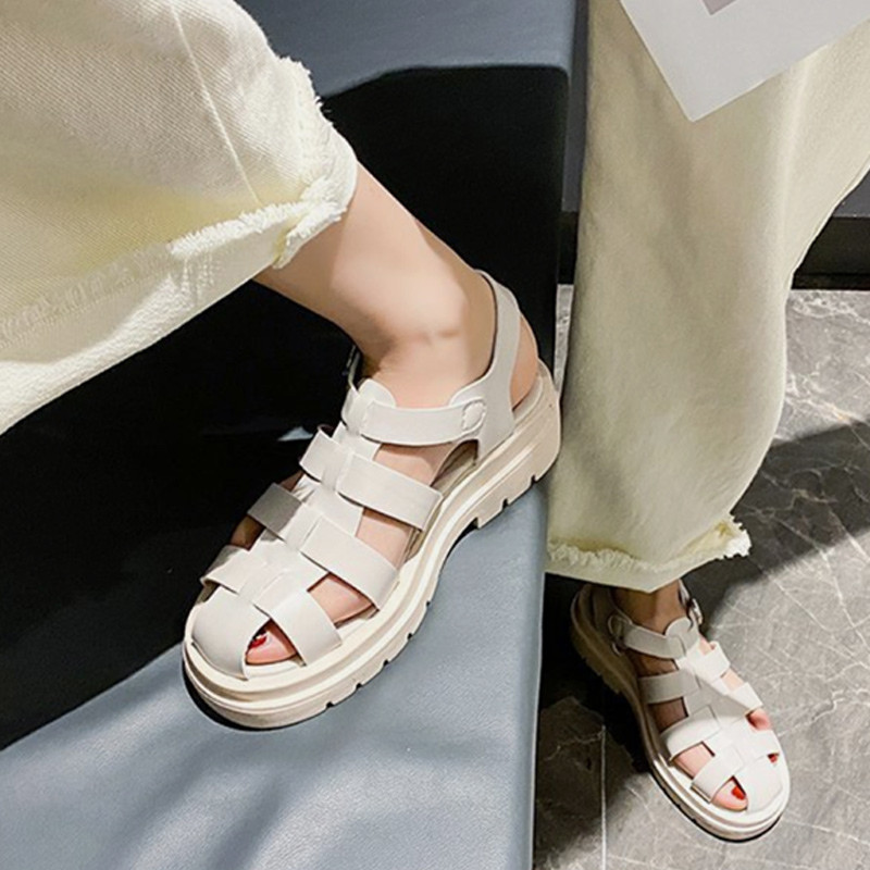 MCCKLE naiste sandaalid soliidsed lameda platvormiga Rooma õõnsad sandaalid naiste PU-nahast pandlaga rihm Naiste suvekingad