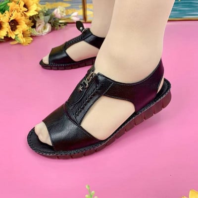 2022. aasta suvised naiste sandaalid, tõmblukk, õmblemine retro stiilis naiste lamedad kingad Pehmed, mugavad naiste sandaalid, naiste sandaalid
