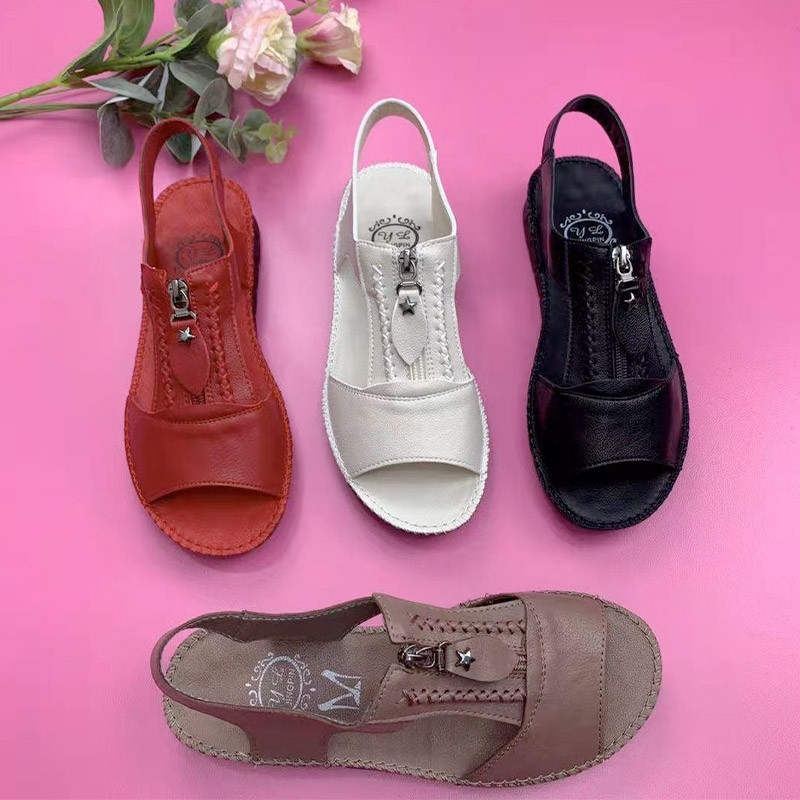 2022. aasta suvised naiste sandaalid, tõmblukk, õmblemine retro stiilis naiste lamedad kingad Pehmed, mugavad naiste sandaalid, naiste sandaalid