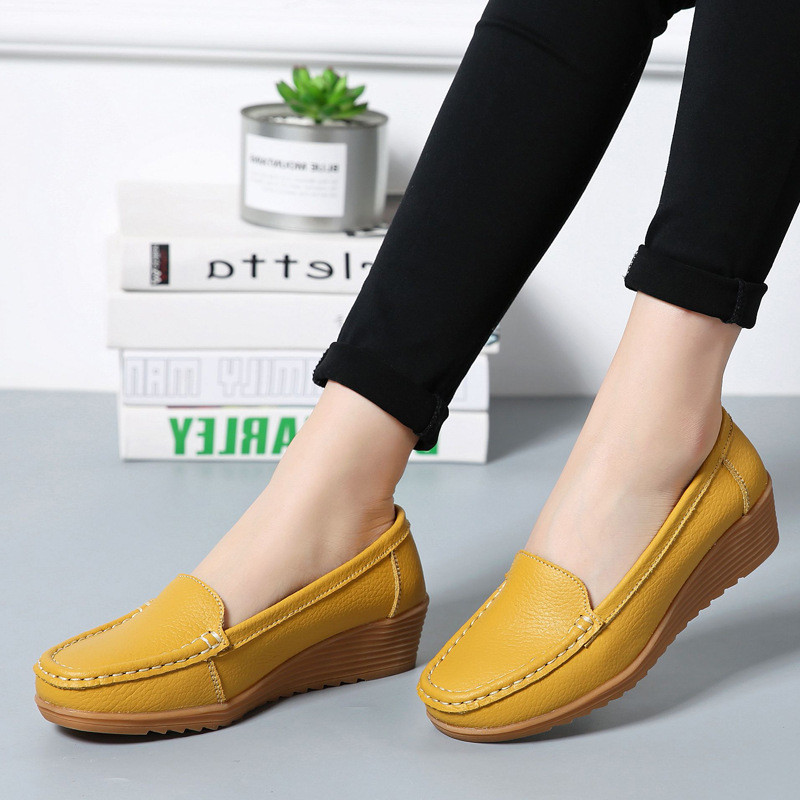 Loafers Γυναικεία Flats Casual Slip On Παπούτσια Δερμάτινα Spring Round Toe Γυναικεία Γυναικεία Παπούτσια Μονόχρωμα Παπούτσια Γυναίκα 2018