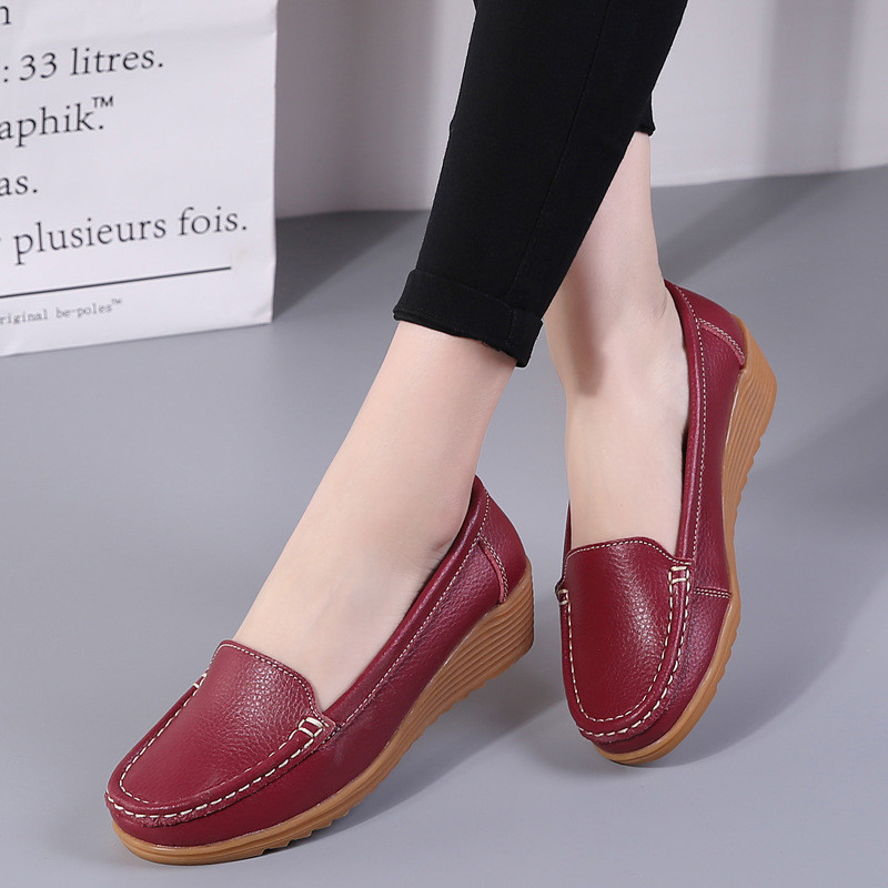 Loafers Γυναικεία Flats Casual Slip On Παπούτσια Δερμάτινα Spring Round Toe Γυναικεία Γυναικεία Παπούτσια Μονόχρωμα Παπούτσια Γυναίκα 2018