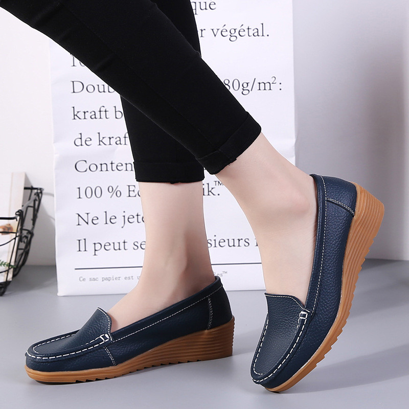 Loafers Γυναικεία Flats Casual Slip On Παπούτσια Δερμάτινα Spring Round Toe Γυναικεία Γυναικεία Παπούτσια Μονόχρωμα Παπούτσια Γυναίκα 2018