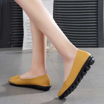 Γυναικεία παπούτσια μόδας 2021 Λείο δέρμα Άνοιξη φθινόπωρο Γυναικεία επίπεδη παπούτσια μεγάλου μεγέθους Αντιολισθητικά γυναικεία υποδήματα με στρογγυλή κεφαλή ανθεκτικά