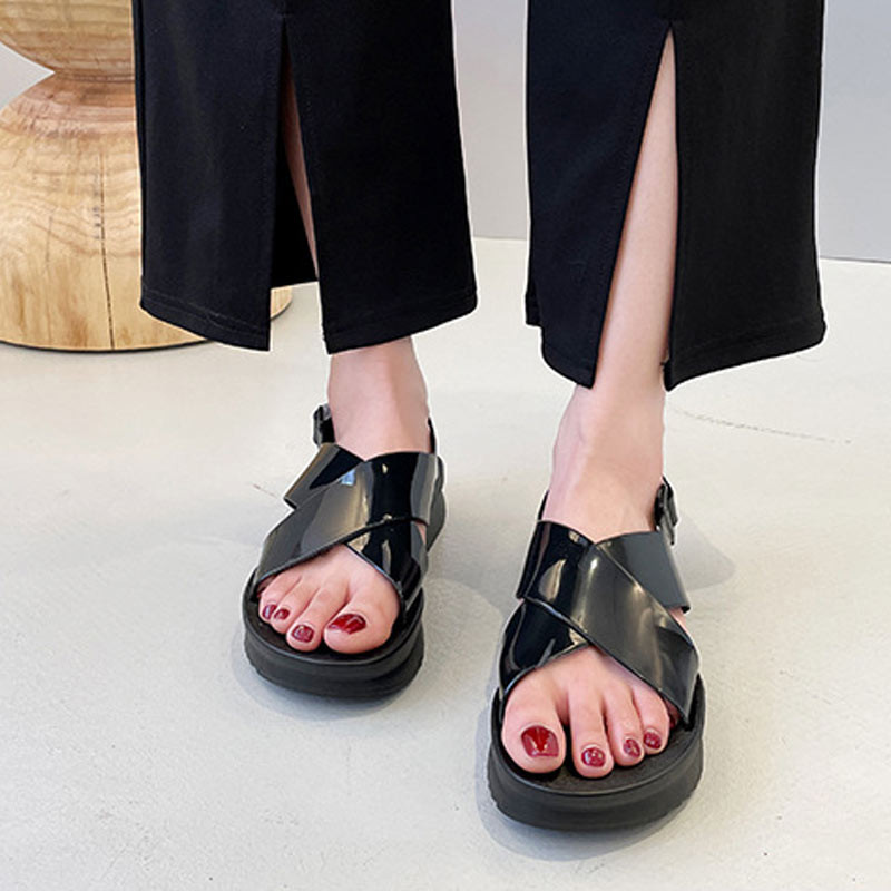 Sandale pentru femei, vara 2022, cu platformă din PVC, pantofi din jeleu pentru femei, sandale pentru femei, confortabile, cu fundul gros