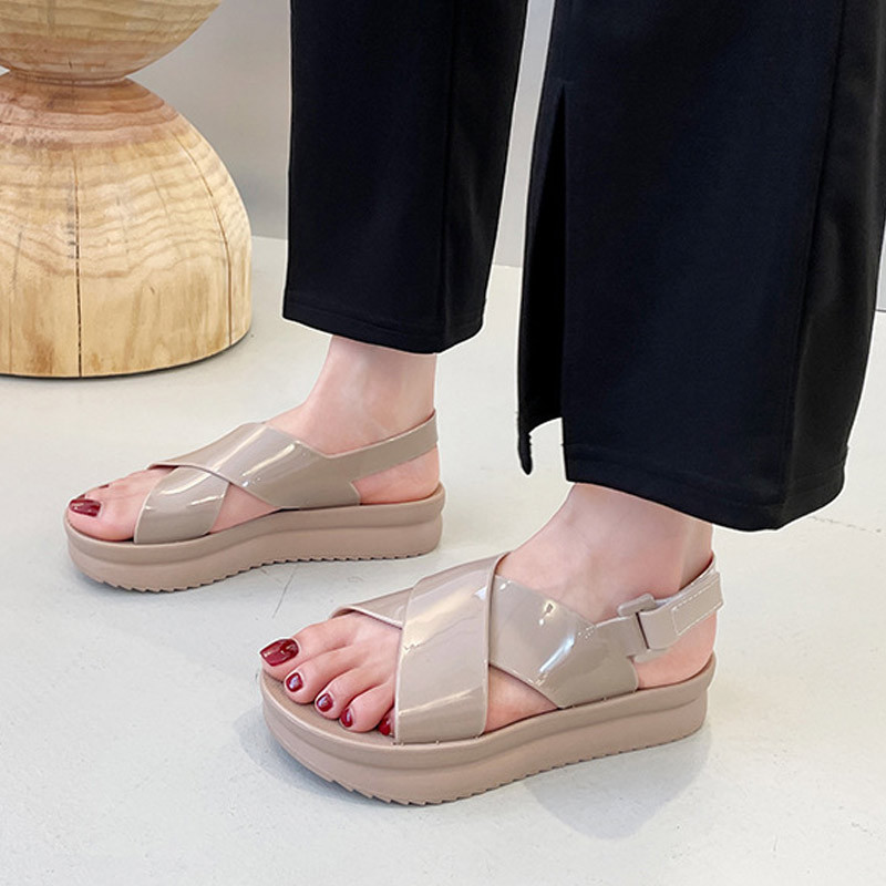 Sandale pentru femei, vara 2022, cu platformă din PVC, pantofi din jeleu pentru femei, sandale pentru femei, confortabile, cu fundul gros