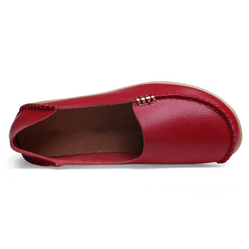 KUIDFAR Дамски обувки Дамски равни обувки Естествена кожа Мокасини с кръгли пръсти Дамски равни обувки Пролетни/есенни обувки, устойчиви на плъзгане