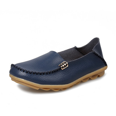 KUIDFAR Pantofi pentru femei Pantofi de femeie din piele naturală cu vârf rotund Mocasini cu slip on Pantofi plati pentru dama Încălțăminte de primăvară/toamnă antiderapantă