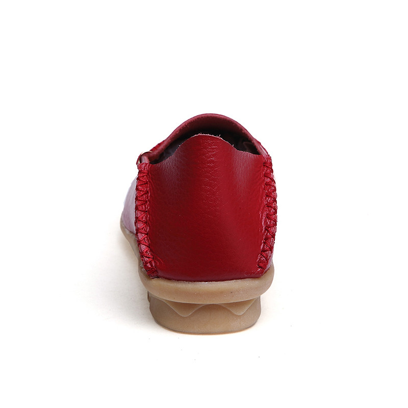 KUIDFAR Pantofi pentru femei Pantofi de femeie din piele naturală cu vârf rotund Mocasini cu slip on Pantofi plati pentru dama Încălțăminte de primăvară/toamnă antiderapantă