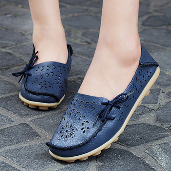 Дамски плоски обувки от естествена кожа Балетни маратонки Обувки за свободното време Дамски маратонки с цветя за жени 2021 г. Бонбони в цвят Обувки за медицинска сестра