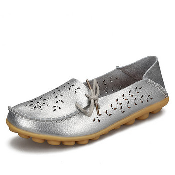 Дамски плоски обувки от естествена кожа Балетни маратонки Обувки за свободното време Дамски маратонки с цветя за жени 2021 г. Бонбони в цвят Обувки за медицинска сестра