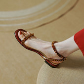 Sandale MCCKLE pentru femei, vara 2022, cu nituri de cristal, cu tocuri joase, cu cataramă, pantofi de damă, la modă de lux, sandale pentru femei, sandale pentru femei