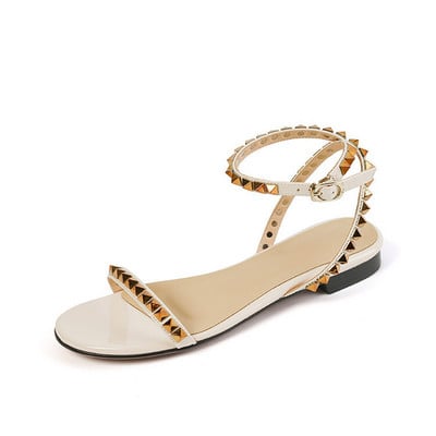 Sandale MCCKLE pentru femei, vara 2022, cu nituri de cristal, cu tocuri joase, cu cataramă, pantofi de damă, la modă de lux, sandale pentru femei, sandale pentru femei