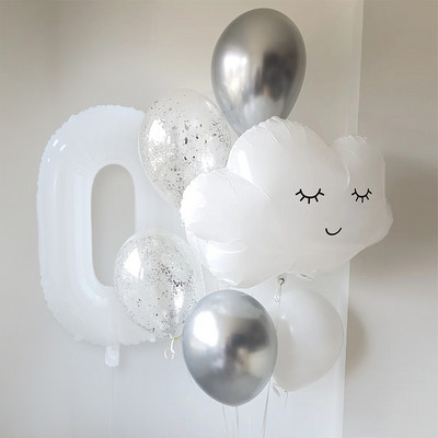 1 szett fehér mosolygó felhő fóliás léggömb 30 hüvelykes hélium szám golyó születésnapi parti babazuhany esküvői évfordulós dekoráció