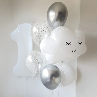 1 szett fehér mosolygó felhő fóliás léggömb 30 hüvelykes hélium szám golyó születésnapi parti babazuhany esküvői évfordulós dekoráció