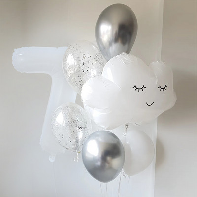 1 szett fehér mosolygó felhő fóliás léggömb 30 hüvelykes hélium szám golyó születésnapi parti babazuhany esküvői évfordulós dekoráció