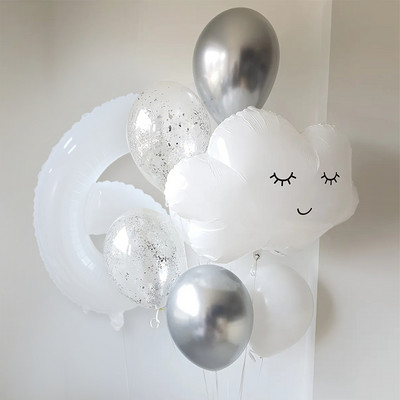 1 szett fehér mosolygó felhő fóliás léggömb 30 hüvelykes hélium szám golyó születésnapi parti babazuhany esküvői évfordulós dekoráció